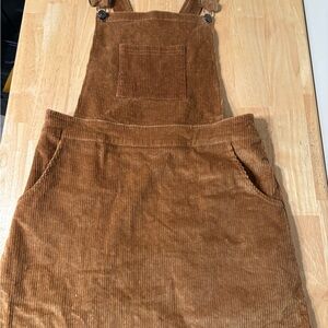 Umgee Tan Corduroy Overall Dress